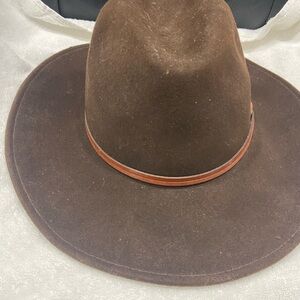 Dorfman Pacific Mens Brown Outback 100% Wool Felt Hat W/Leather Band Size Large